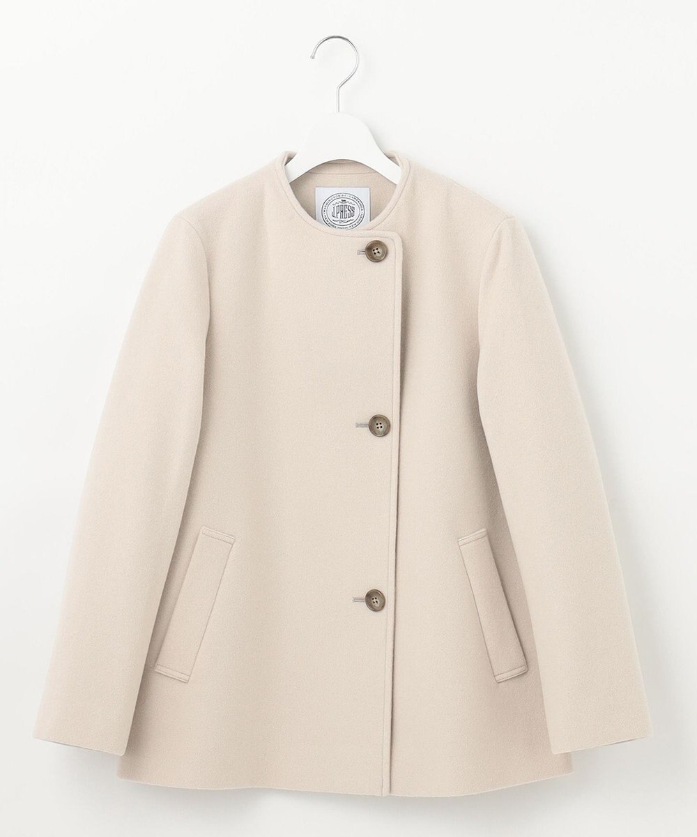 J.PRESS LADIES L ショートビーバー ノーカラーコート 