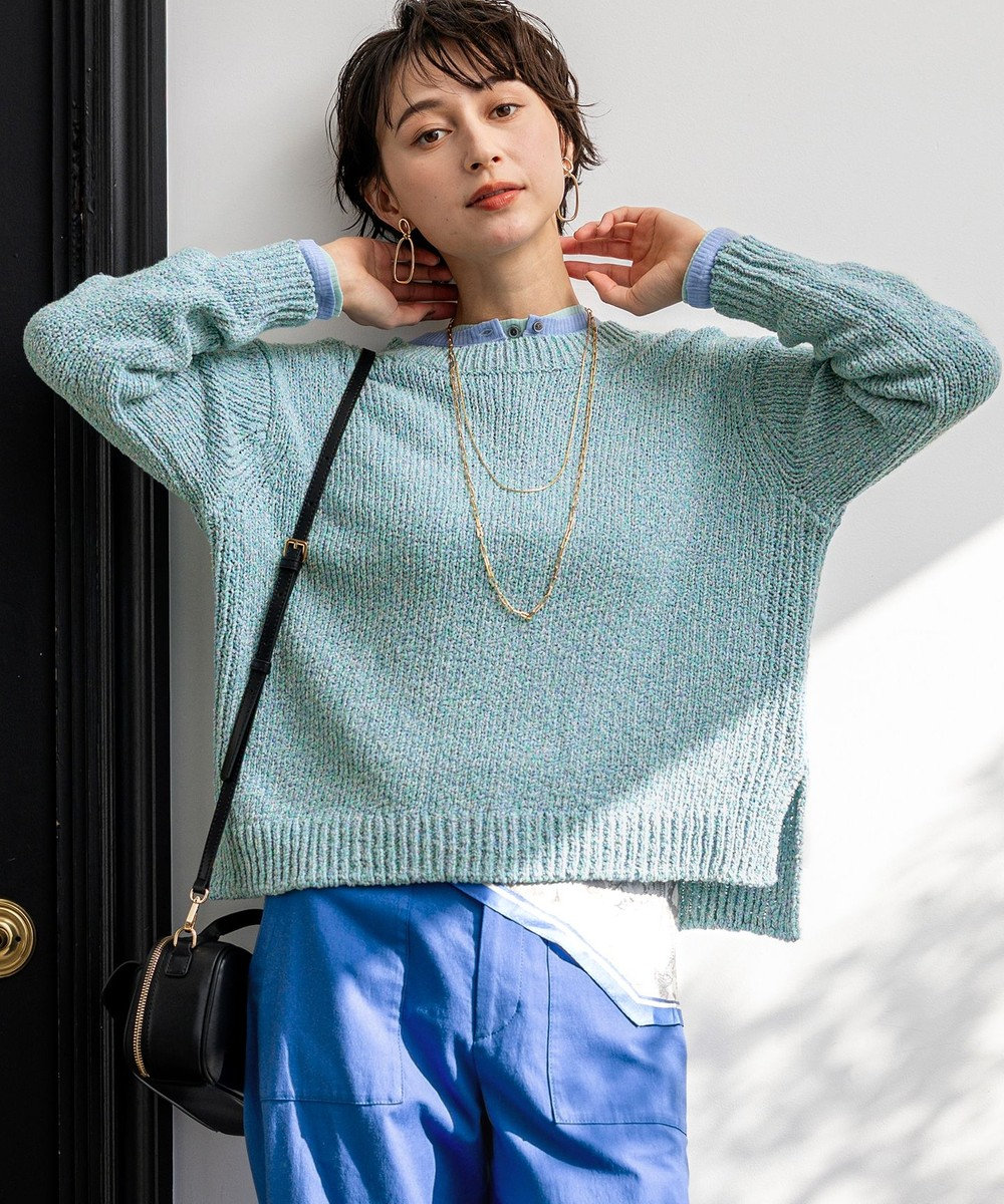 23区 L 【先行予約】コットンコードミックス クロップド ニット 