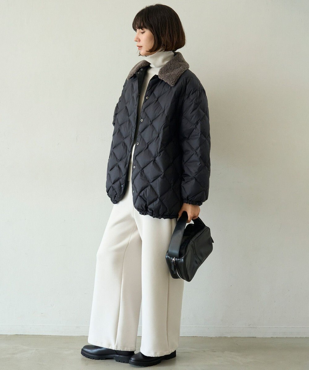 UNFILO L 【自宅で洗濯OK / ファー襟取り外し可能】TAIONコラボ ボア襟 リバーシブルダウン 