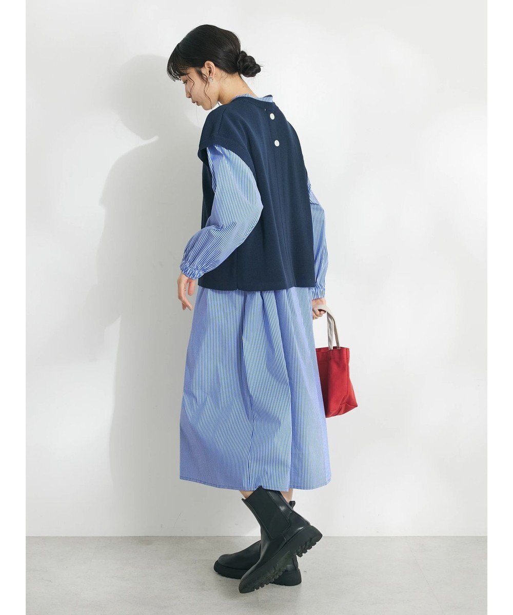 CRAFT STANDARD BOUTIQUE 【洗える】ニットベスト+シャツワンピース-SET 