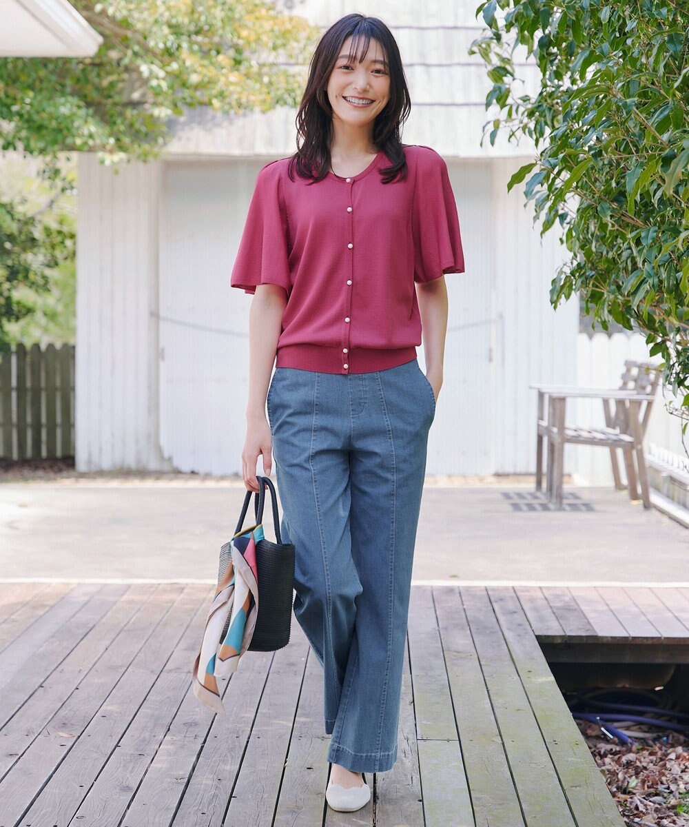 Tiaclasse 【おのののかさん着用】TCデニム切替ワイドストレートパンツ 