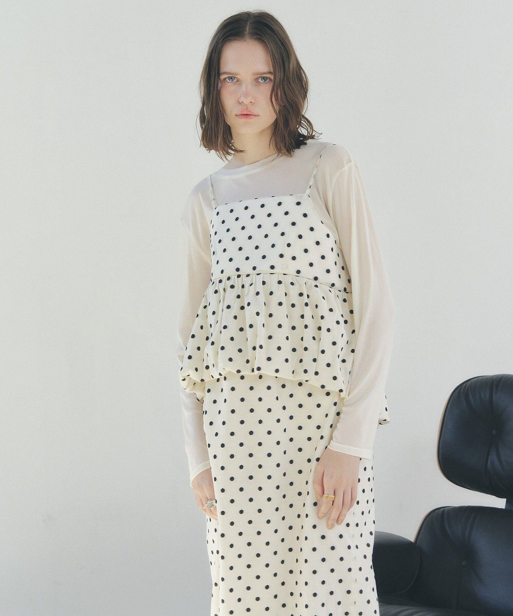 YECCA VECCA ドット柄バルーンキャミワンピース 