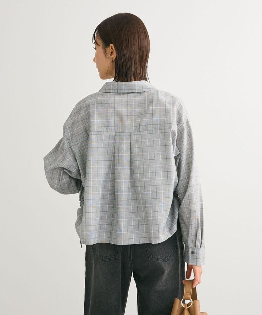 Green Parks サイドドロストショート丈シャツ（チェック） 