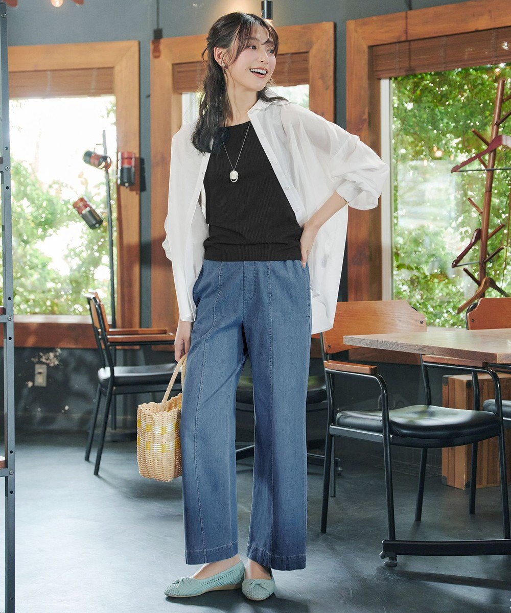 Tiaclasse 【おのののかさん着用】TCデニム切替ワイドストレートパンツ 