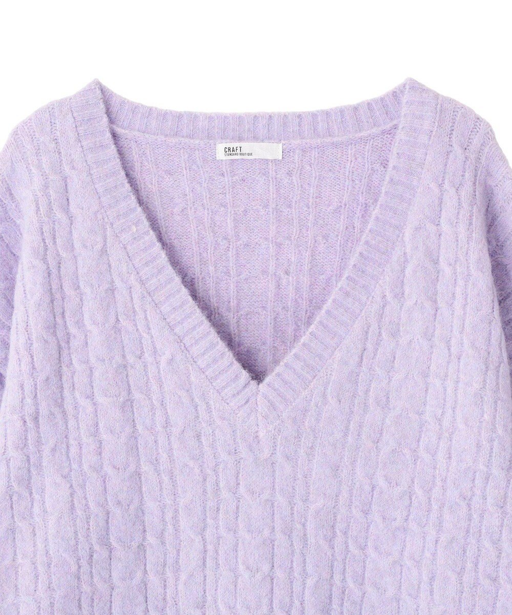 CRAFT STANDARD BOUTIQUE 起毛ケーブルVニットネックニットプルオーバー 