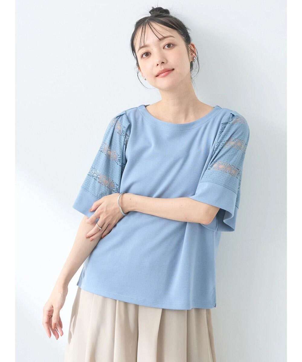 earth music&ecology フレア袖レースプルオーバー 