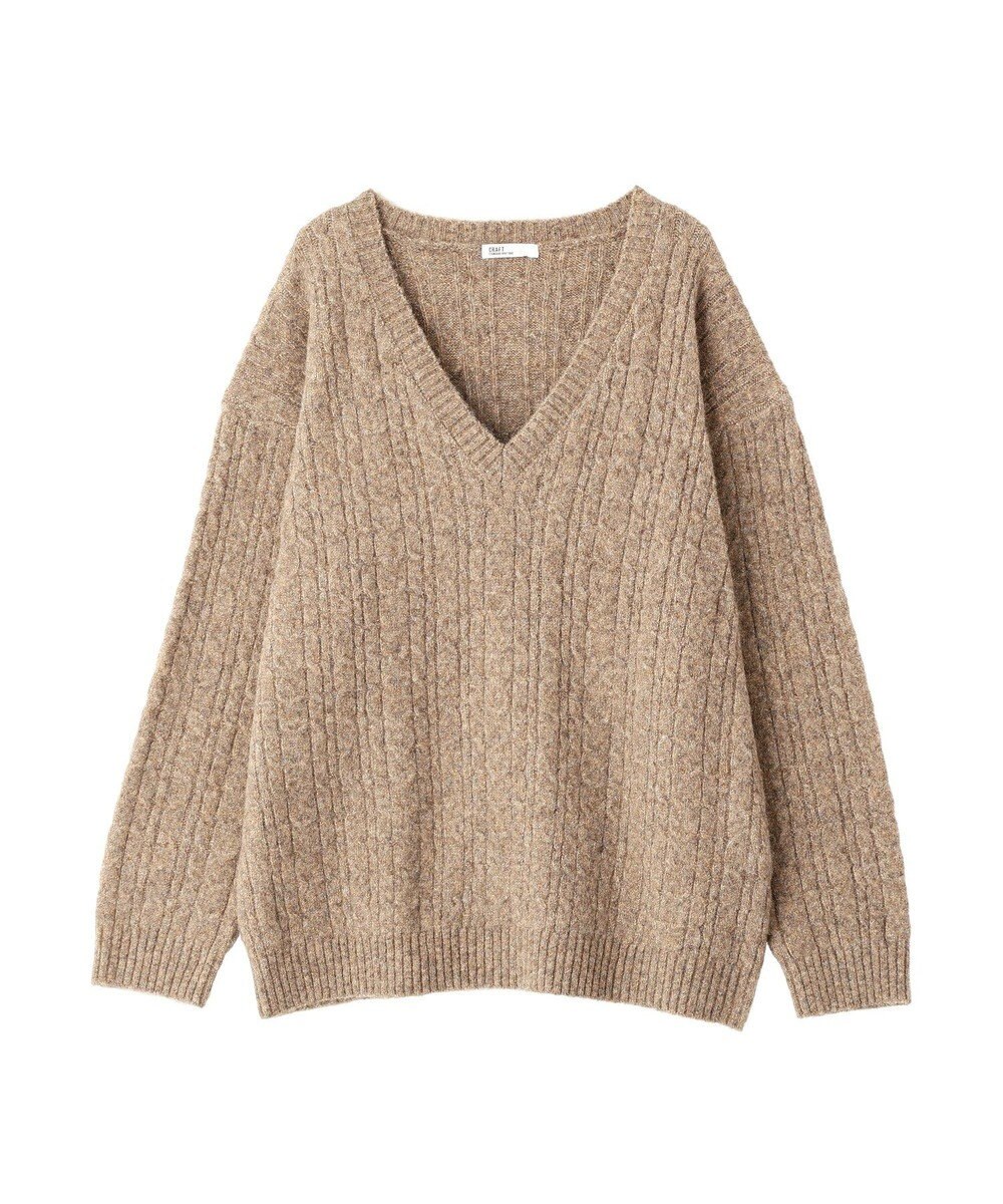 CRAFT STANDARD BOUTIQUE 起毛ケーブルVニットネックニットプルオーバー 