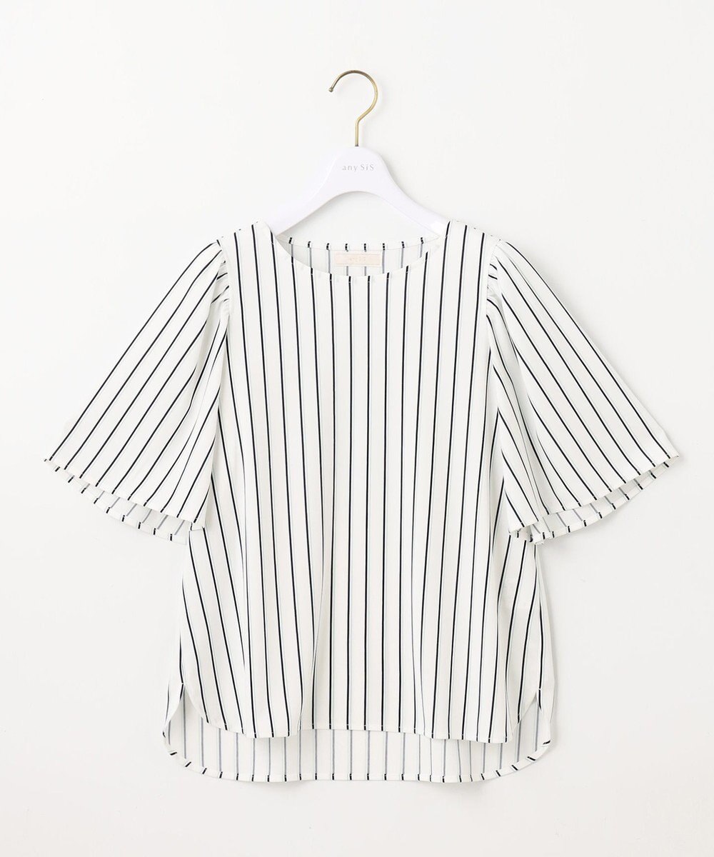 ANY SIS 【接触冷感・吸水速乾・UVケア】エアリードレープスムース フレア袖 ブラウス 