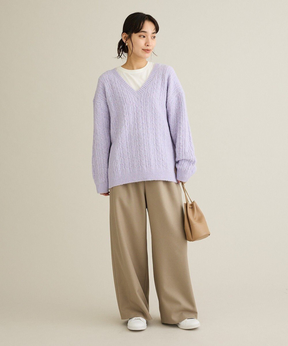 CRAFT STANDARD BOUTIQUE 起毛ケーブルVニットネックニットプルオーバー 