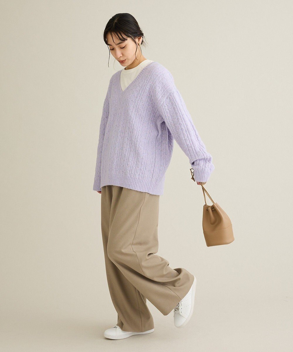 CRAFT STANDARD BOUTIQUE 起毛ケーブルVニットネックニットプルオーバー 