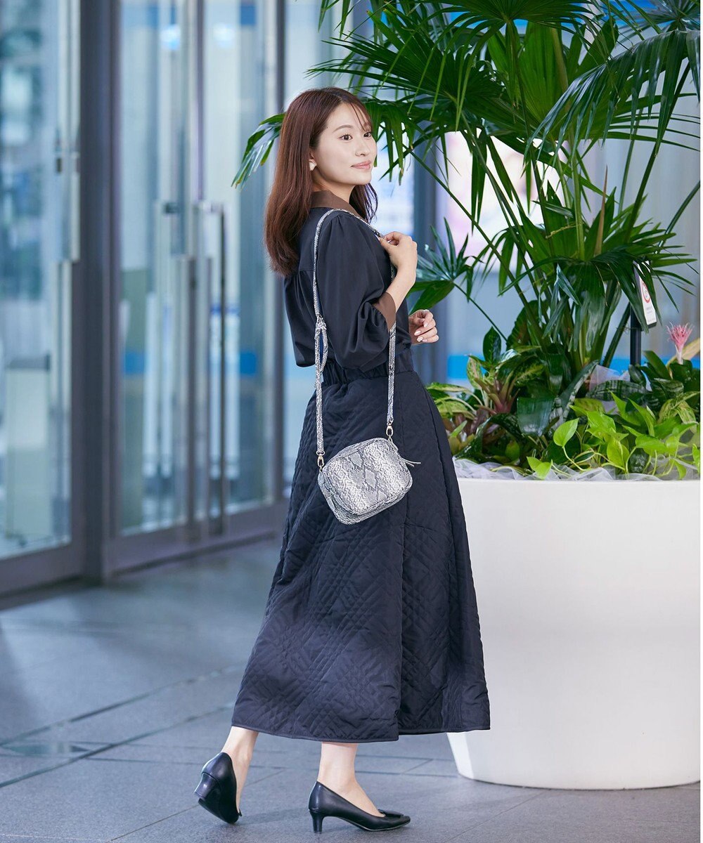 Tiaclasse 【洗える】配色パフスリーブシャツブラウス 