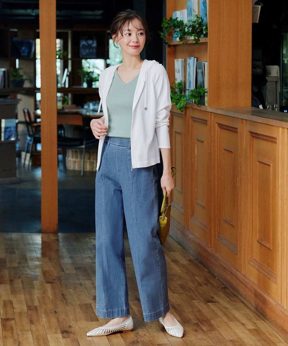 Tiaclasse 【おのののかさん着用】TCデニム切替ワイドストレートパンツ 