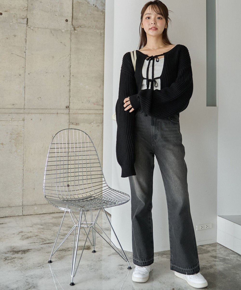 WEGO 【2024年秋冬新色カラー追加★】リボン2WAYカーデ 