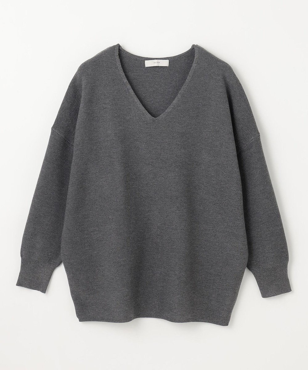 ANY 【洗濯機可】Ｖネックラメガーターニット 