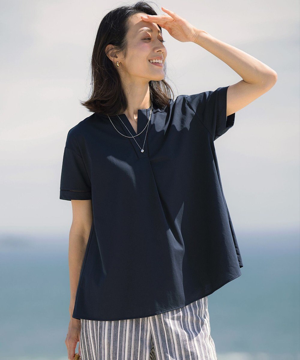 J.PRESS LADIES L プレーティングジャージー チュニック丈 カットソー 