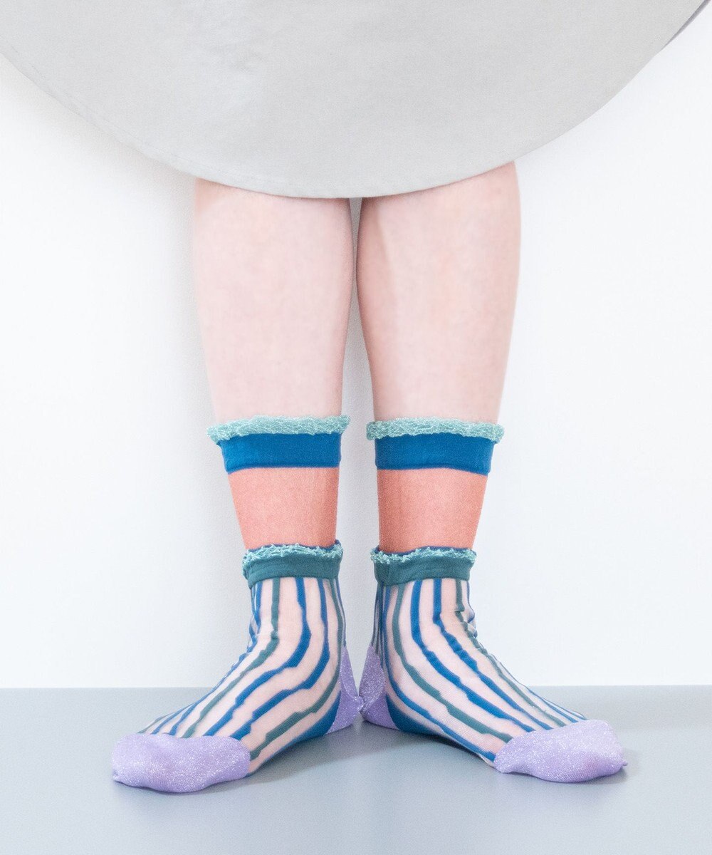 COQ サラサラ シアーストライプソックス 