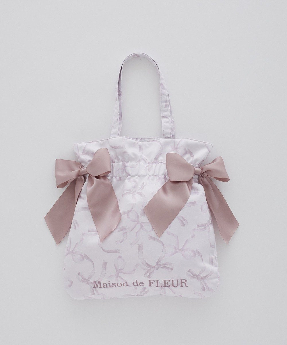 Maison de FLEUR リボン柄ダブルリボントートバッグ 