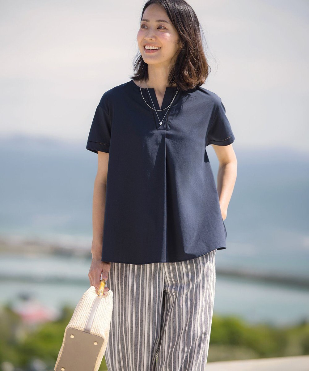 J.PRESS LADIES L プレーティングジャージー チュニック丈 カットソー 