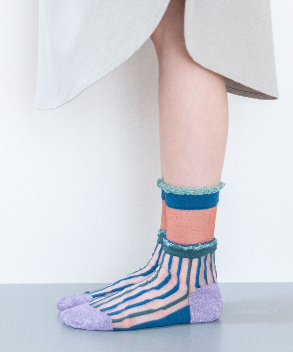 COQ サラサラ シアーストライプソックス 