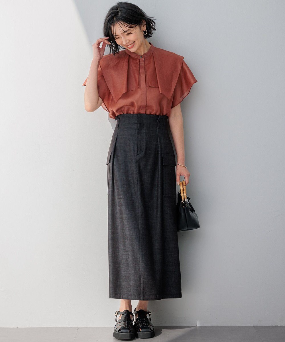 23区 S 【接触冷感/洗える】シアーフィルム ブラウス 