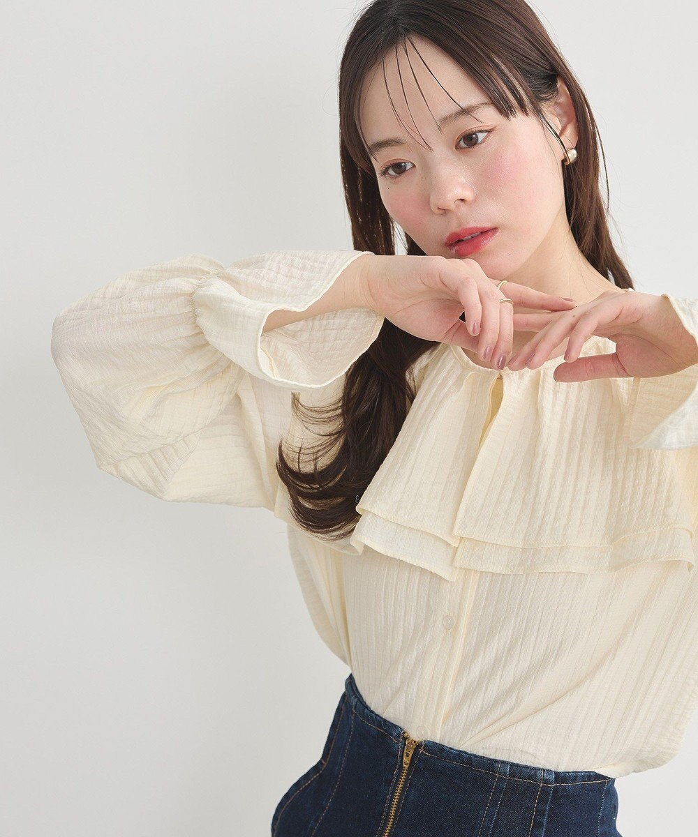 earth music&ecology ２ＷＡＹスクエアラッフルカラーブラウス 