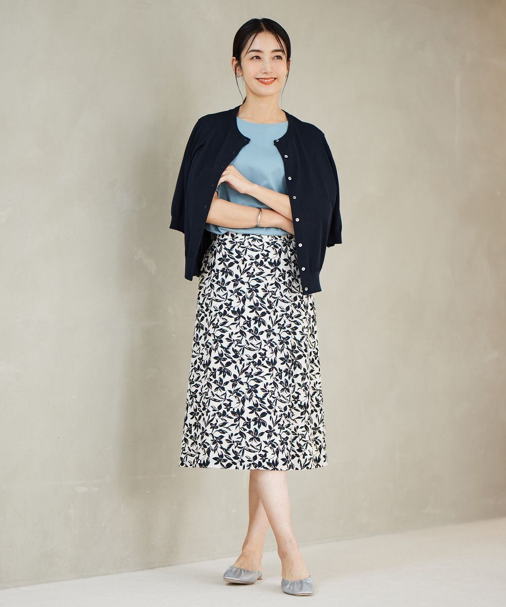 J.PRESS LADIES L 【接触冷感】コットンスムース 刺繍スリーブ カットソー 