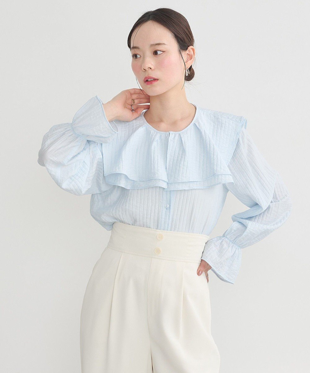 earth music&ecology ２ＷＡＹスクエアラッフルカラーブラウス 