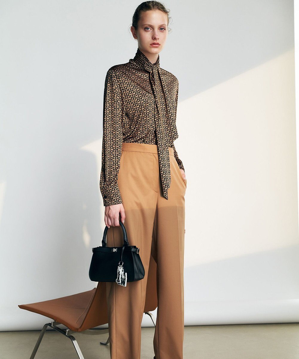 ICB 【洗える】T/Wブロード ワイドストレートパンツ 