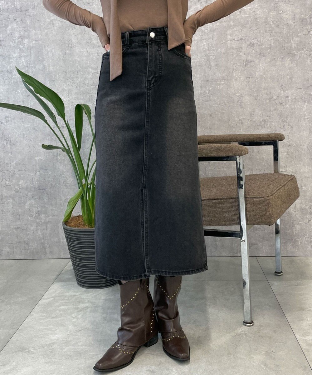 WEGO デニムミドルスカート 