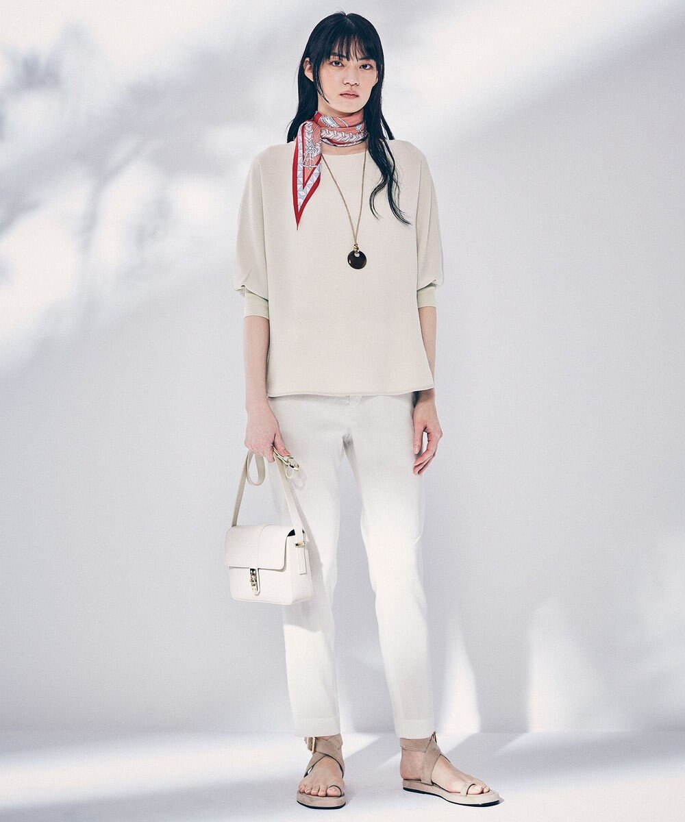 23区 L 【洗える】リネンレーヨンストレッチ テーパード パンツ 