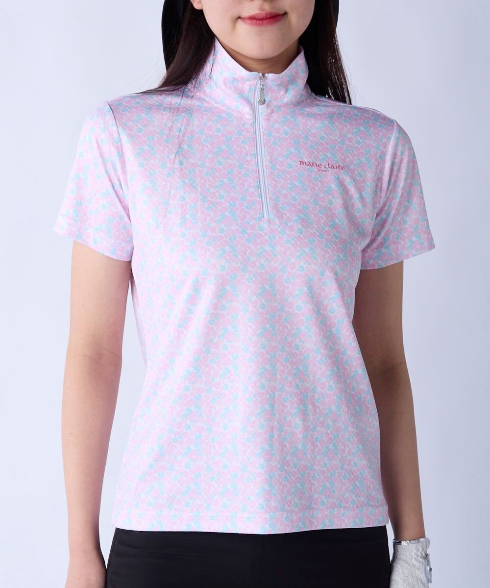 FILA GOLF／marie claire 【Marie claire sports】小花柄ハーフジップ半袖シャツ 
