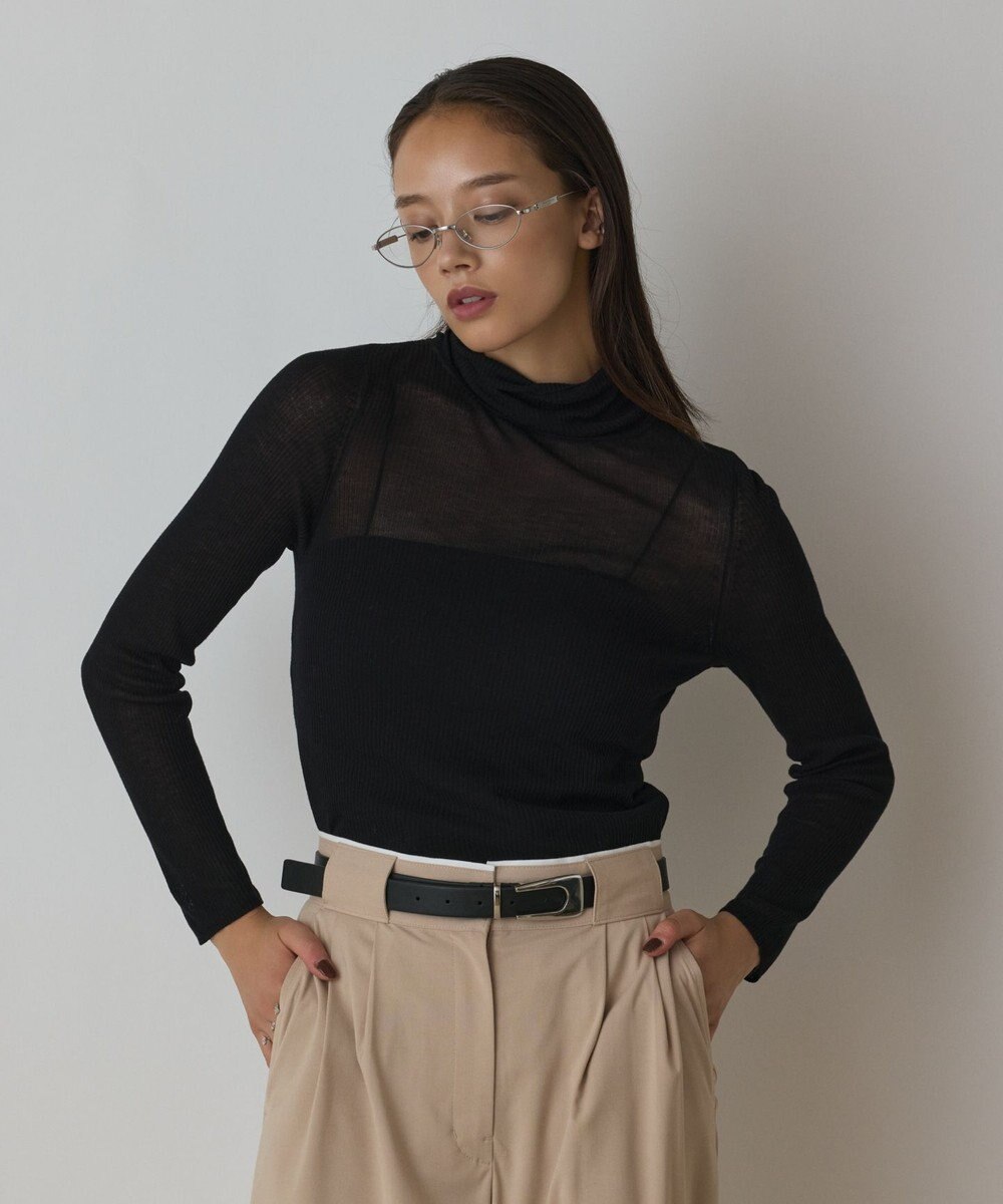 GRACE CONTINENTAL シアーリブニットトップ 