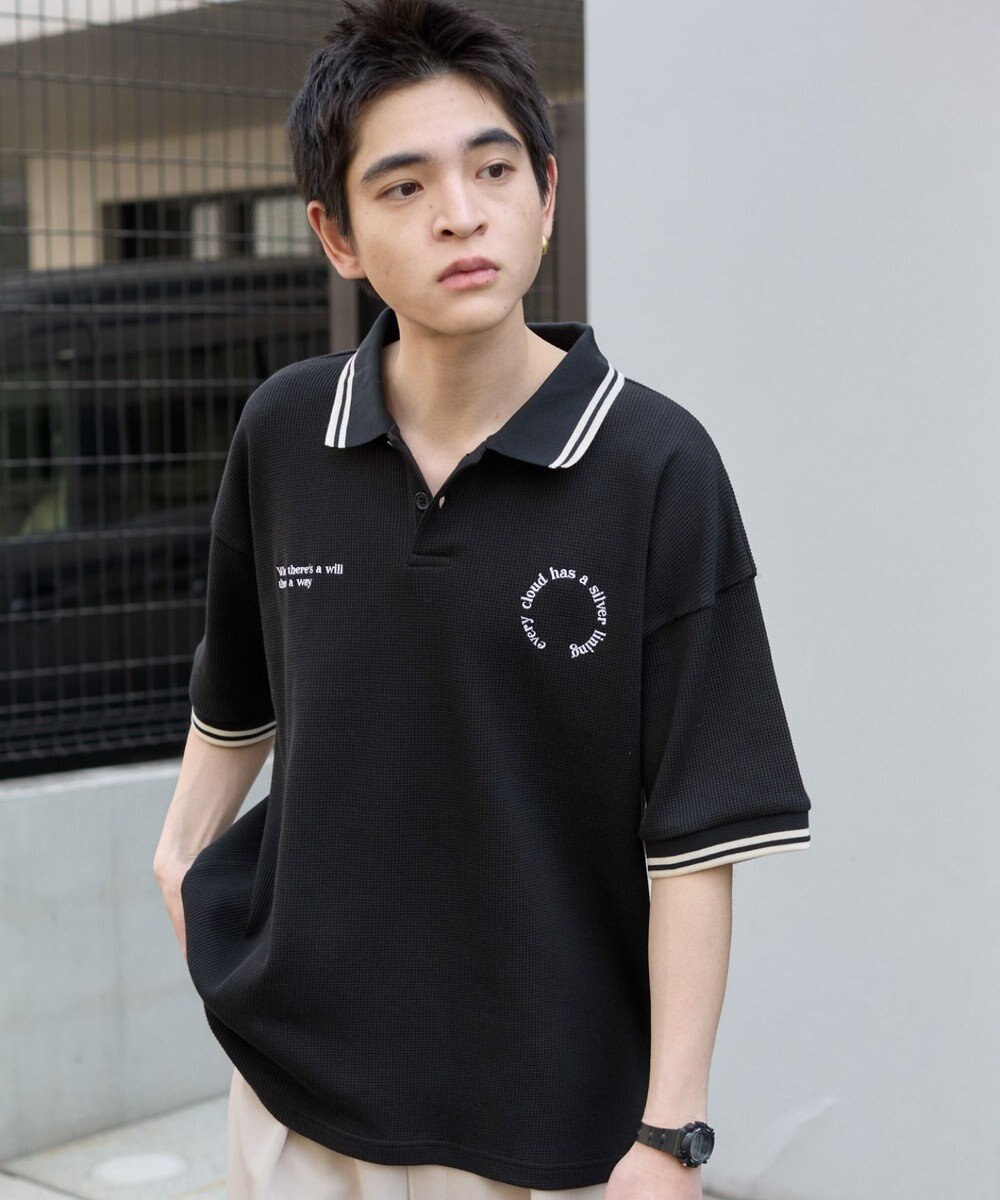 WEGO 【ユニセックス着用ITEM/MLサイズ展開】ワッフルラインポロ 