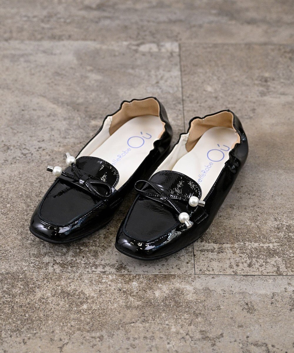 nouvelleRobe Oū 【本革・高反発】Square スクエアトゥ パール付きモカシン 