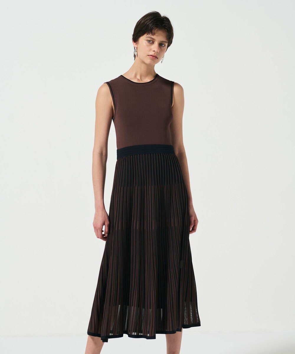 GRACE CONTINENTAL バイカラーシアーニットワンピース 