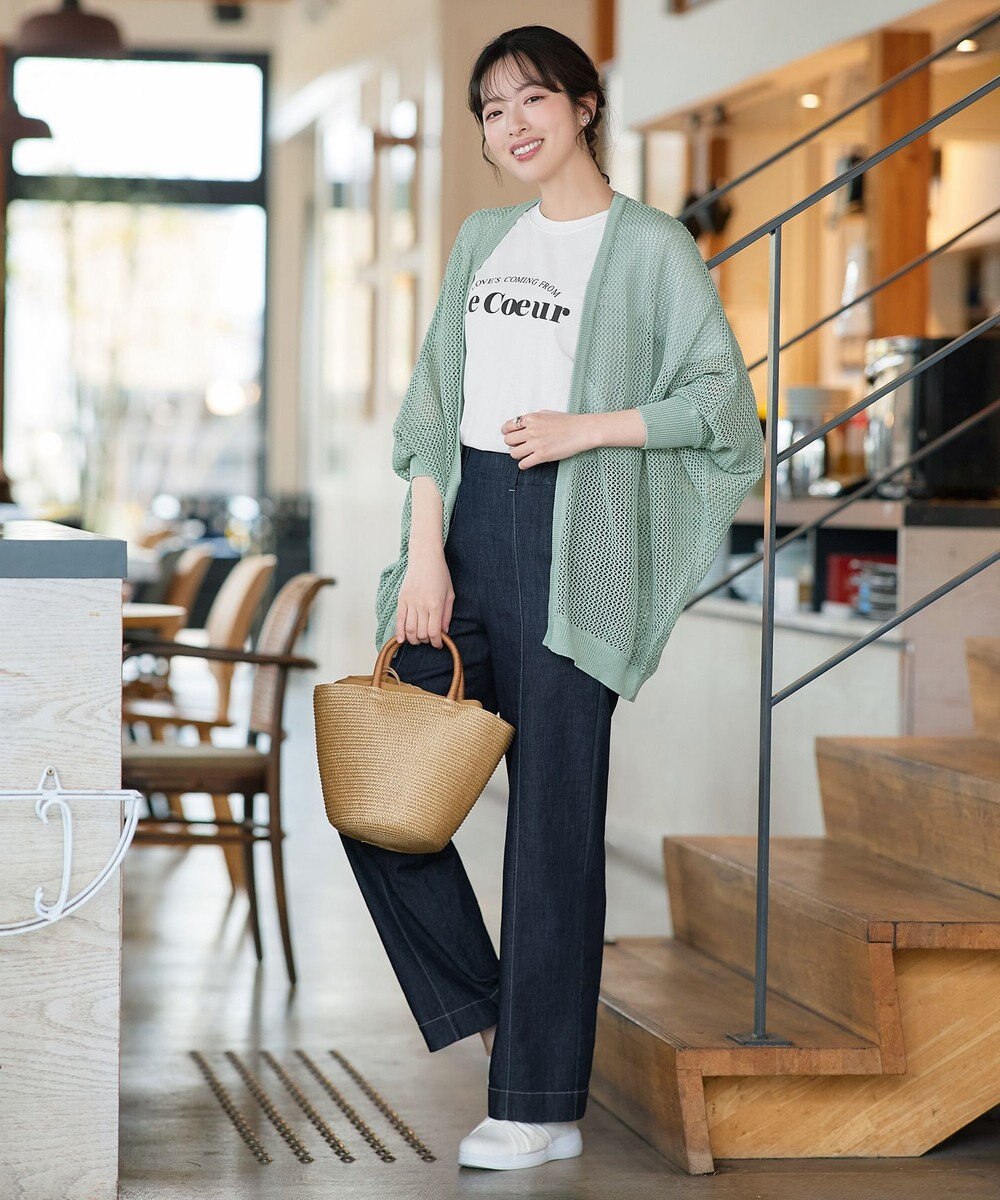Tiaclasse 【おのののかさん着用】TCデニム切替ワイドストレートパンツ 