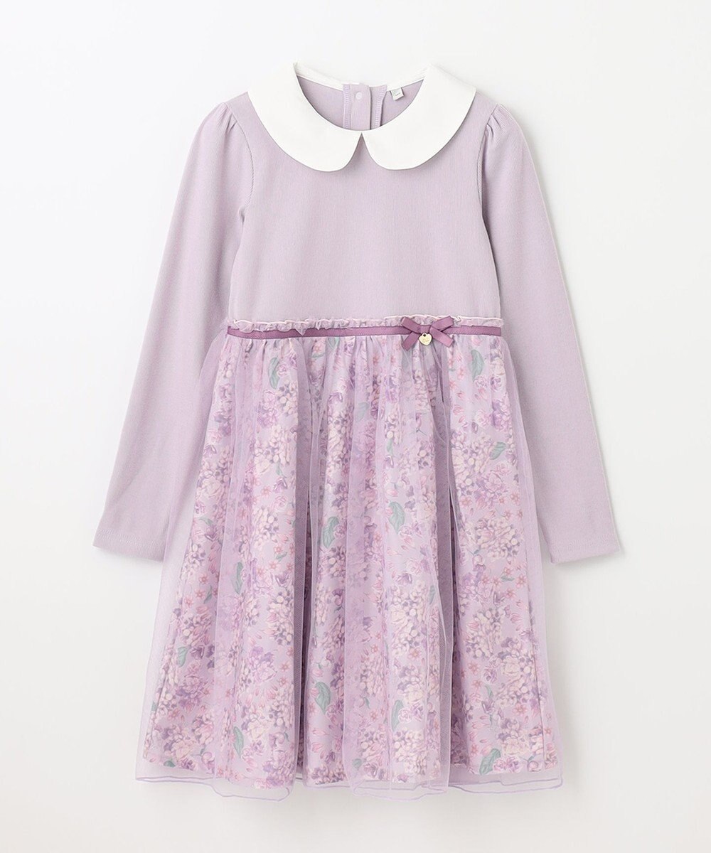 ANY KIDS 花柄ドッキングチュールワンピース 