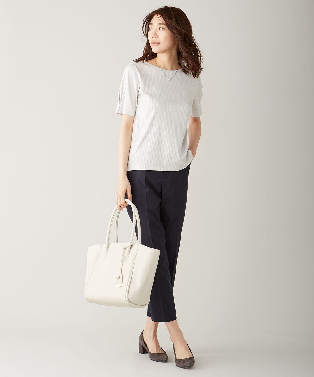 J.PRESS LADIES S 【シワになりにくい】コットンフィッティーシャーク テーパードパンツ 