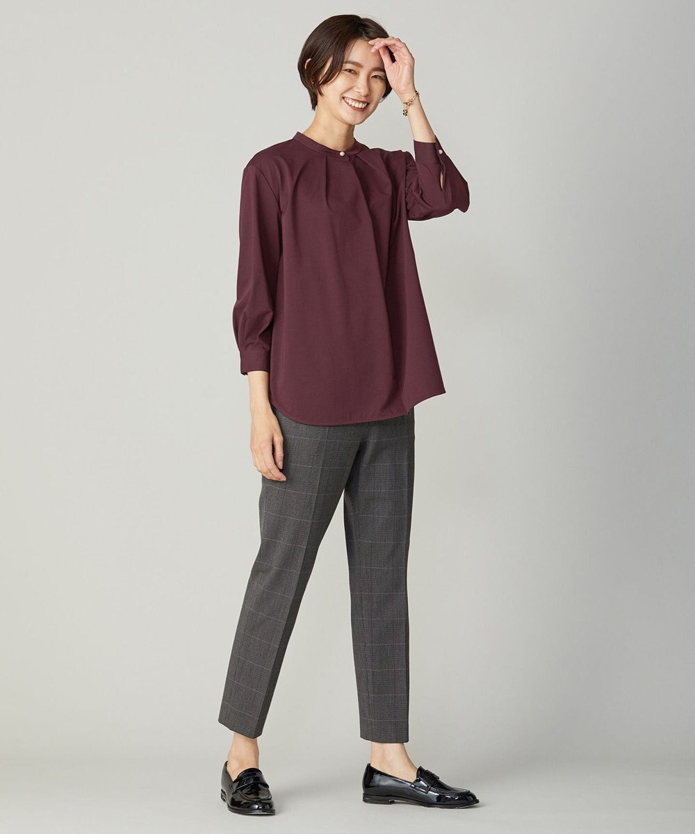 J.PRESS LADIES 【洗える】アルガンシルクチェック テーパード パンツ 