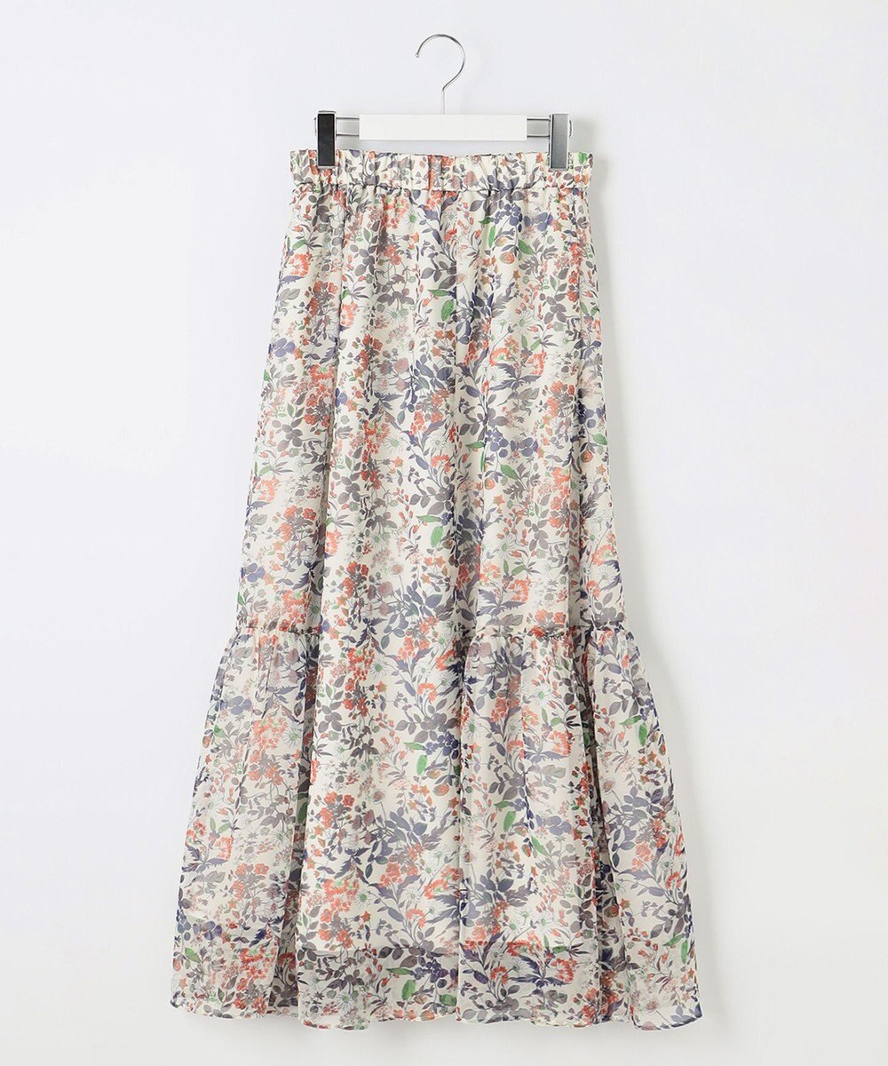 自由区 【セットアップ対応・洗える】ボタニカルフラワープリントティアード スカート 