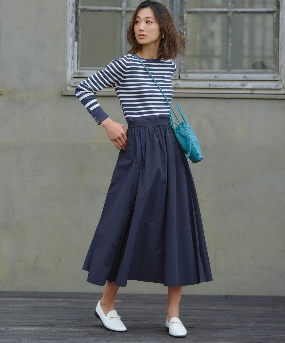 23区 L 【洗える】ハイカウントライトタフタ ギャザースカート 