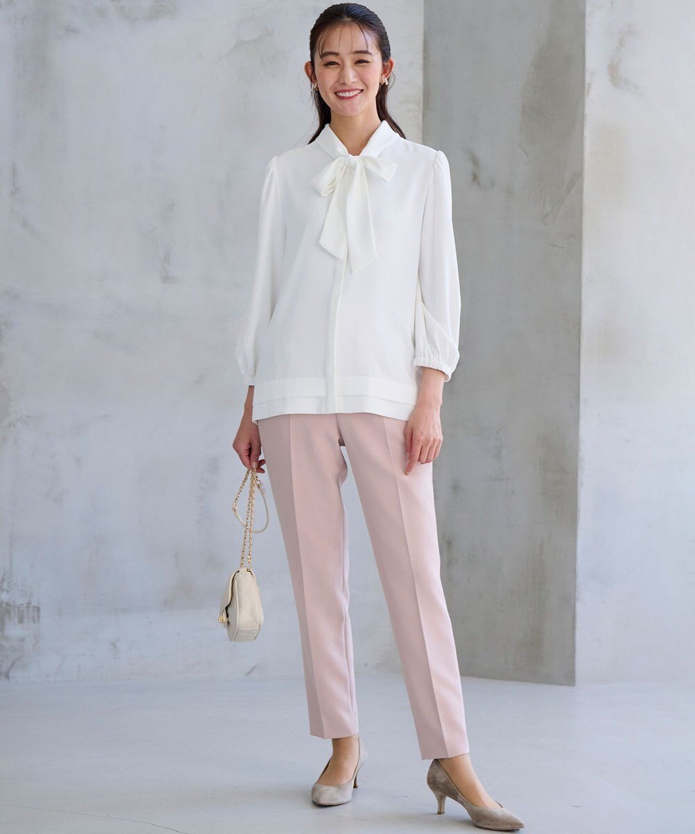 組曲 L 【KUMIKYOKU NAVY】コンフォータブルドレープ フリルテーパードパンツ 