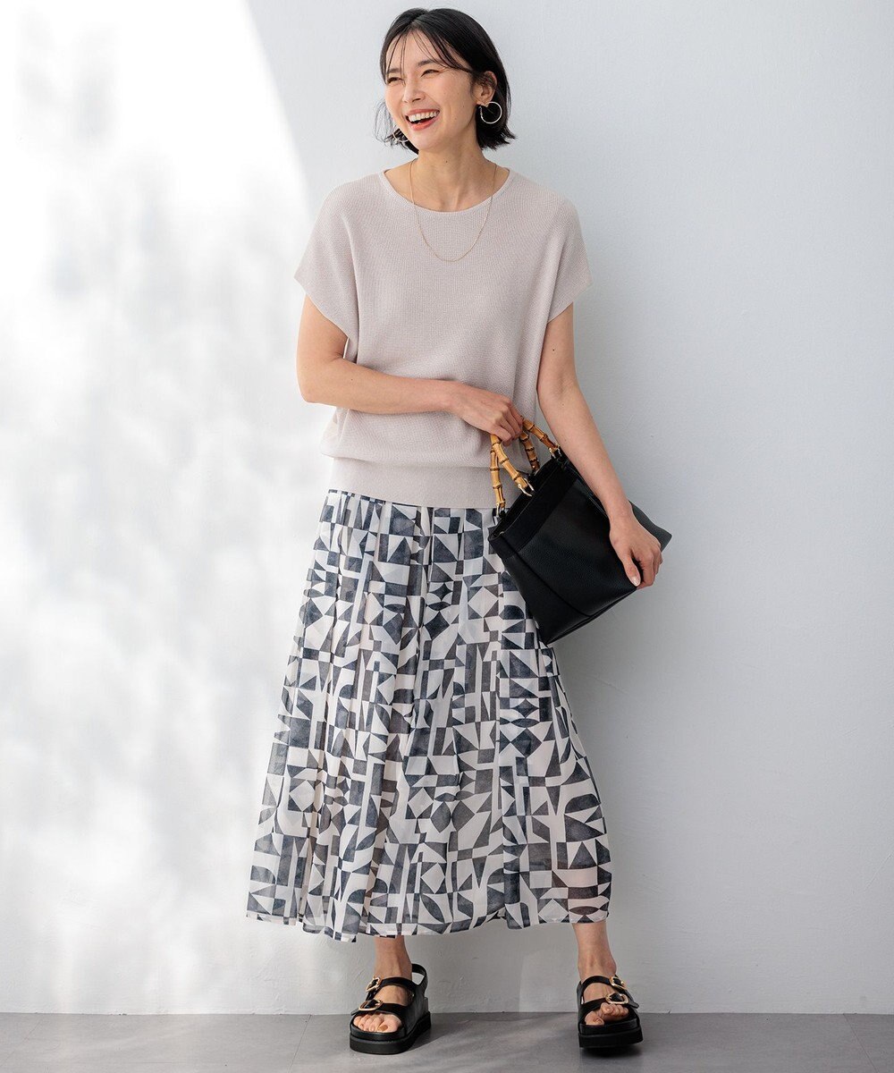 23区 S 【洗える】コットンアセテート バックボタン ニット 