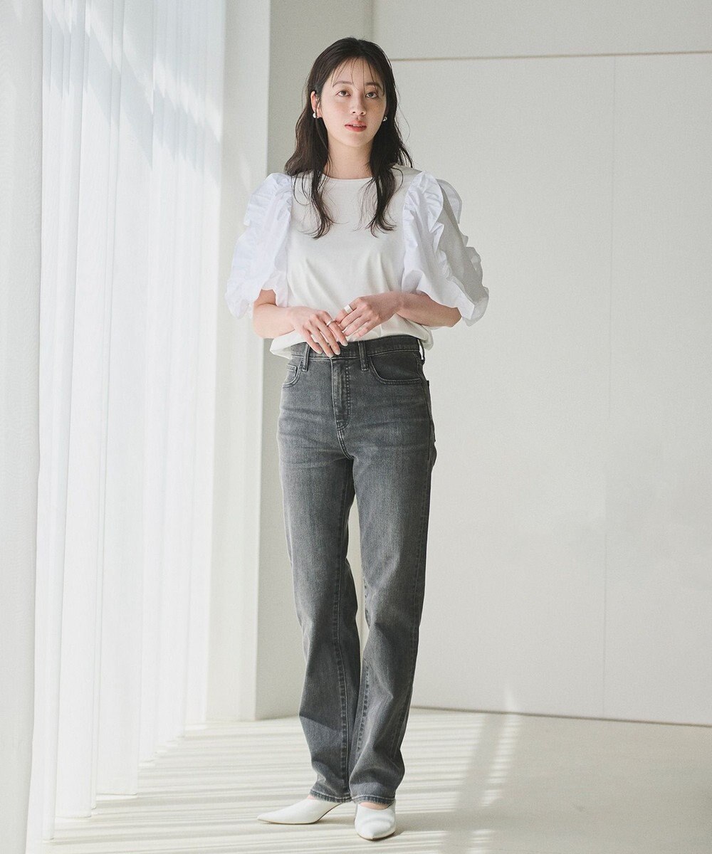 #Newans 【撥水・吸水速乾】コンビネーションフリルスリーブカットソー 