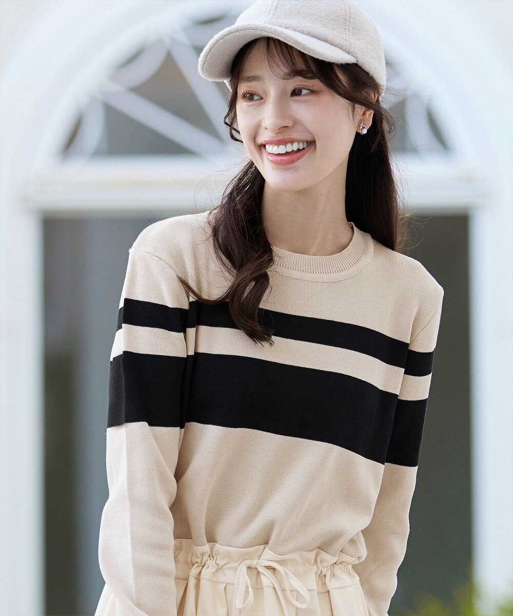 Tiaclasse 【洗える】マルチボーダーニットコンビワンピース 