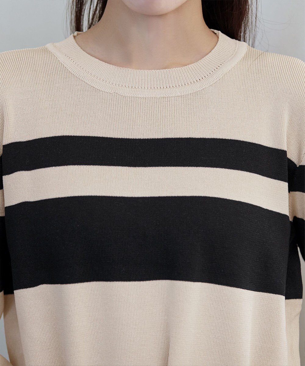 Tiaclasse 【洗える】マルチボーダーニットコンビワンピース 