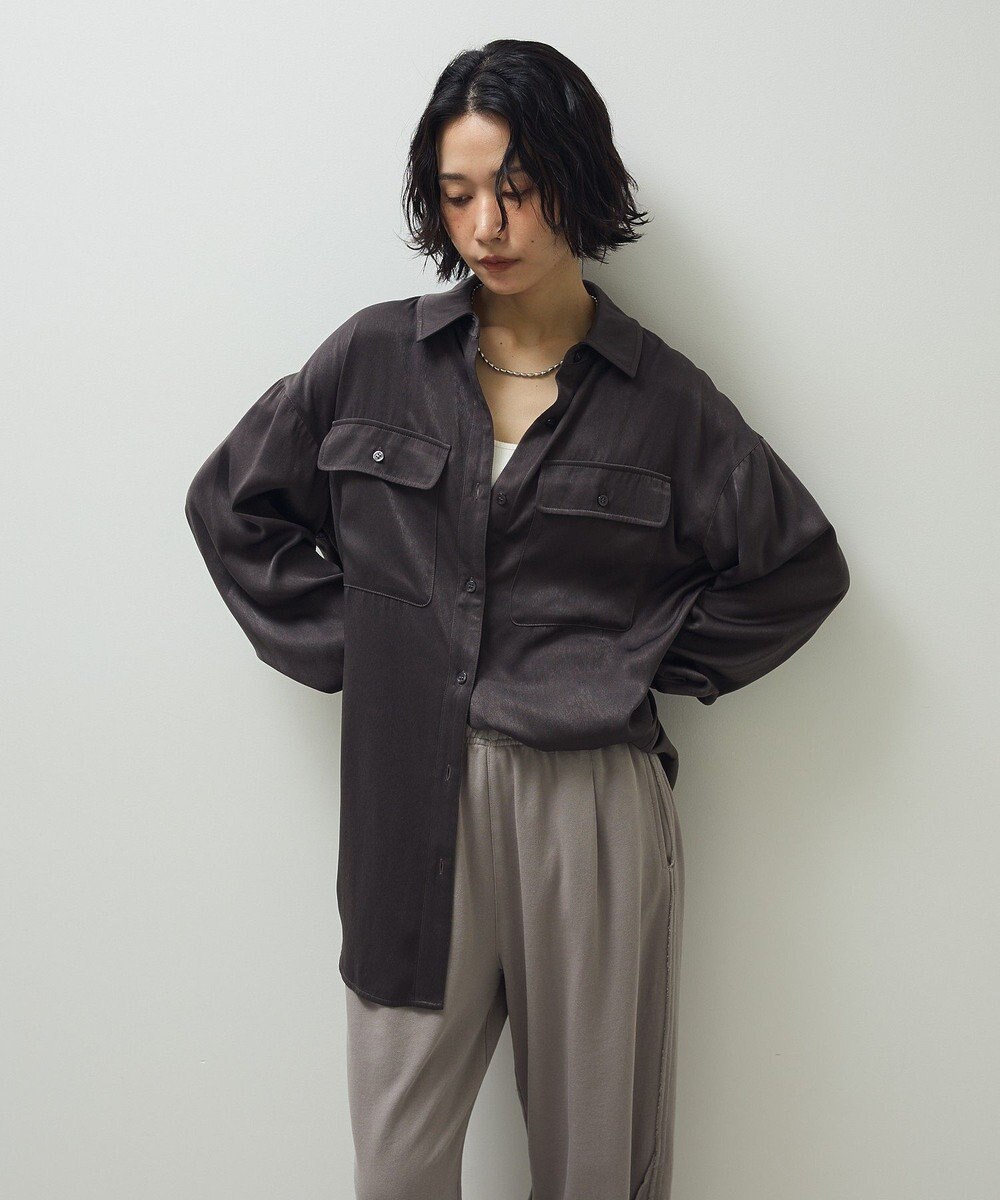 Green Parks ・ＳＵＧＡＲ　ＳＰＯＯＮ　サテンオーバーシャツ 