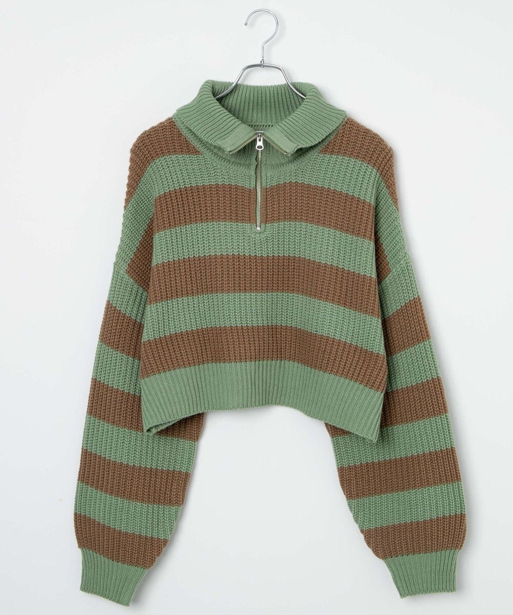 WEGO ハーフジップショートニットプルオーバー 