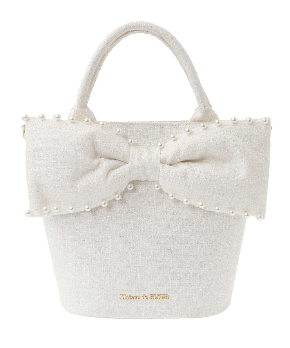 Maison de FLEUR ツイードパールショルダーバッグ 