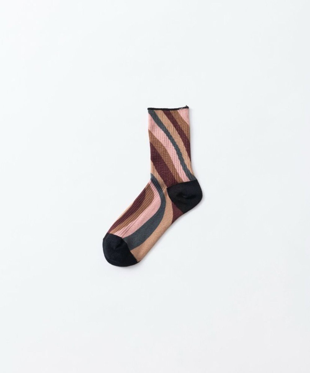 TRICOTE TWIST STRIPE LINK SOCKS／歪みストライプリンクソックス 